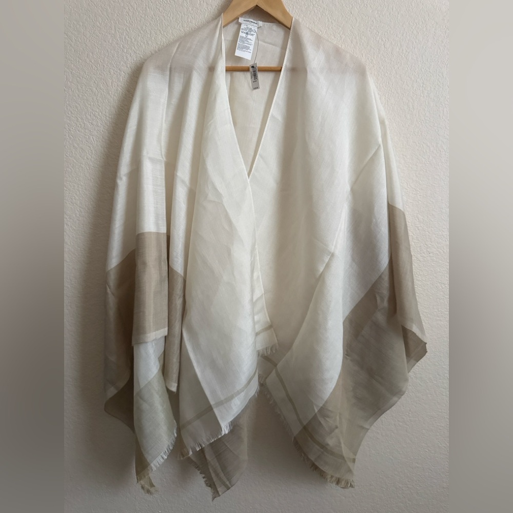 Banana Republic Silk Ramie Blend Wrap Shawl Cream NWT One Size